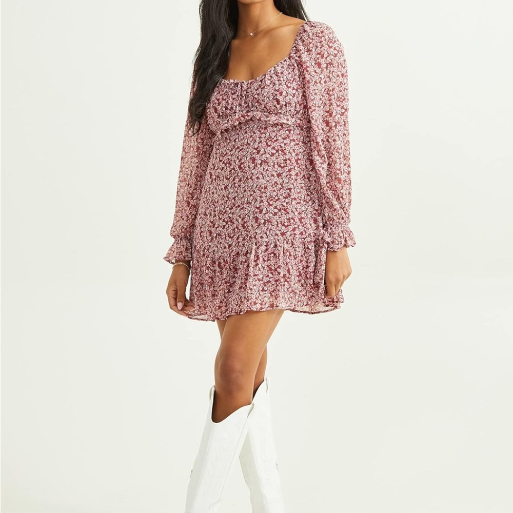 Altar'd State Pink Ruched Tiered Sundress